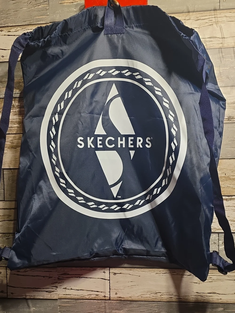 Skechers Navy Drawstring Logo Backpack with White Emblem